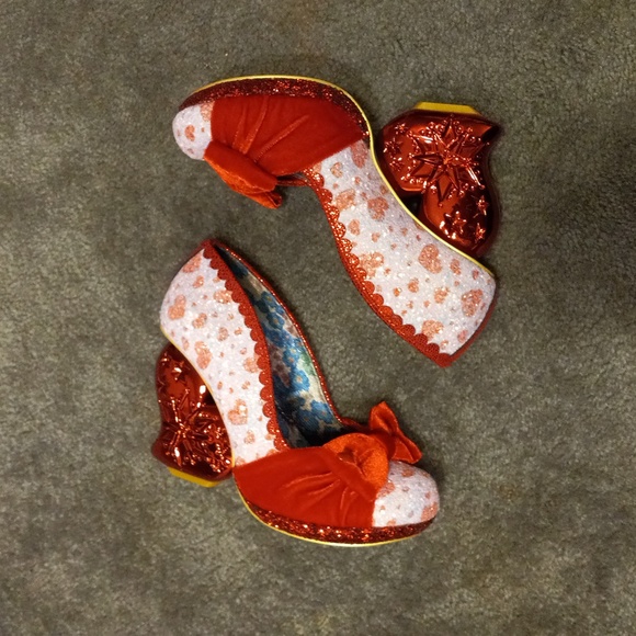 NEW Glitter & Velvet HEART SHAPED HEELS 'You Have My Heart', Size 42 US 11.5 - Picture 3 of 12